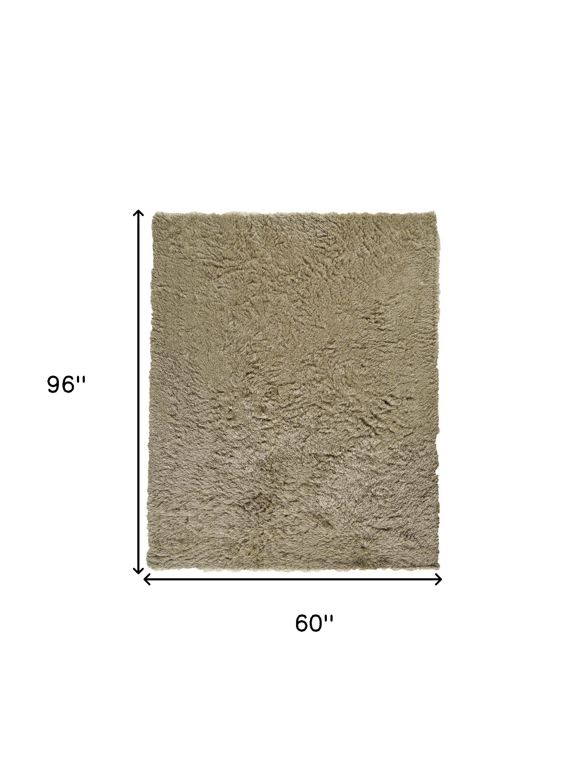 5" X 8" Tan Shag Hand Tufted Area Rug