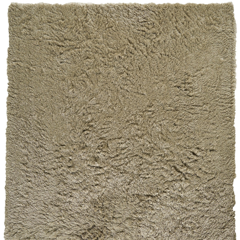 5" X 8" Tan Shag Hand Tufted Area Rug