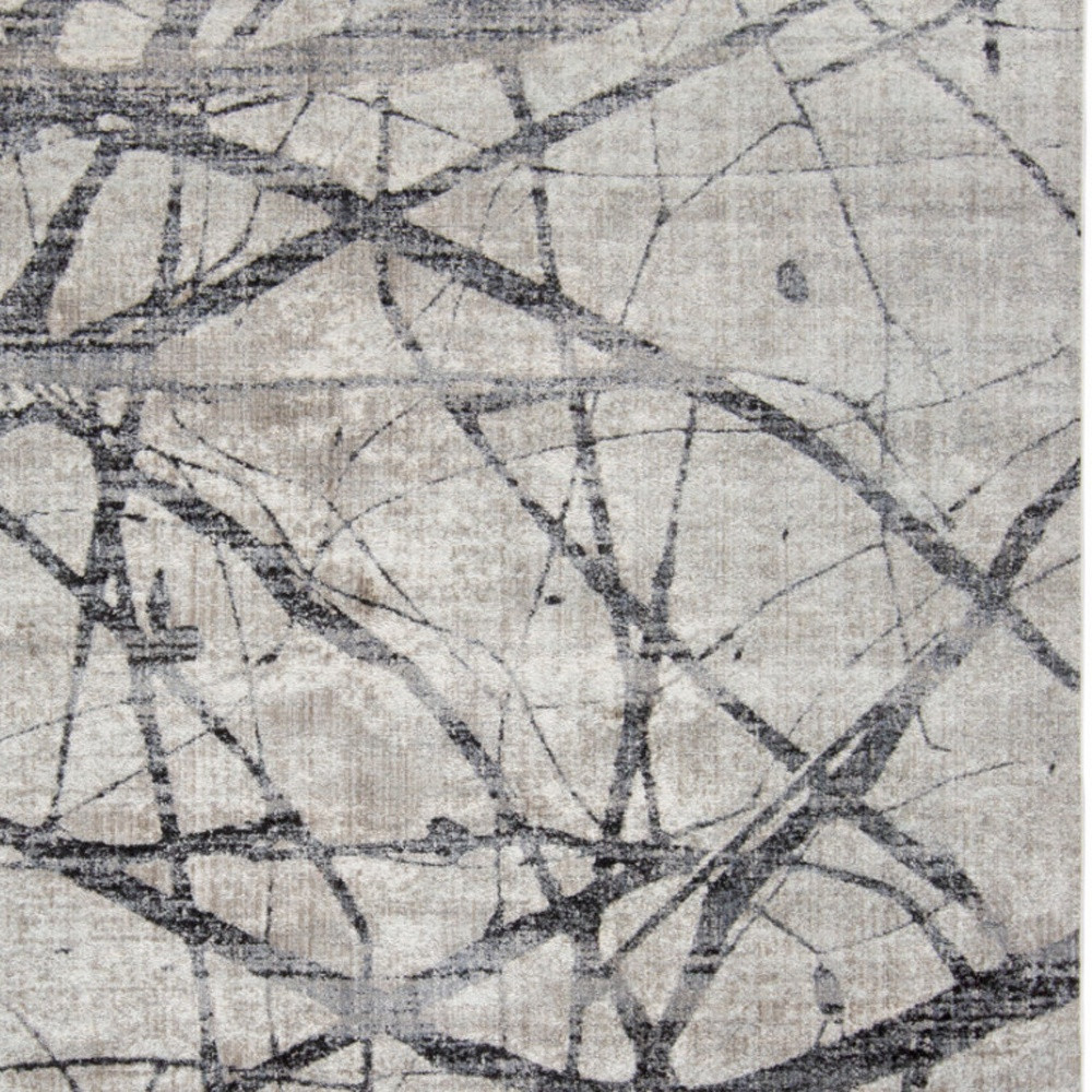 8" X 10" Gray and Ivory Abstract Power Loom Area Rug