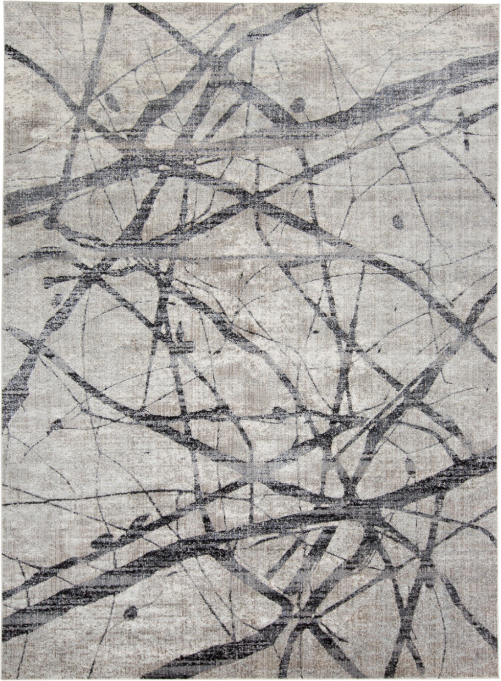8" X 10" Gray and Ivory Abstract Power Loom Area Rug