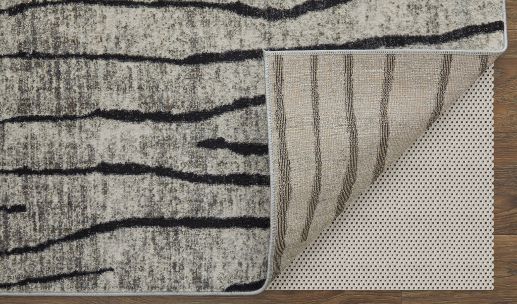 5" X 8" Gray and Black Abstract Power Loom Area Rug