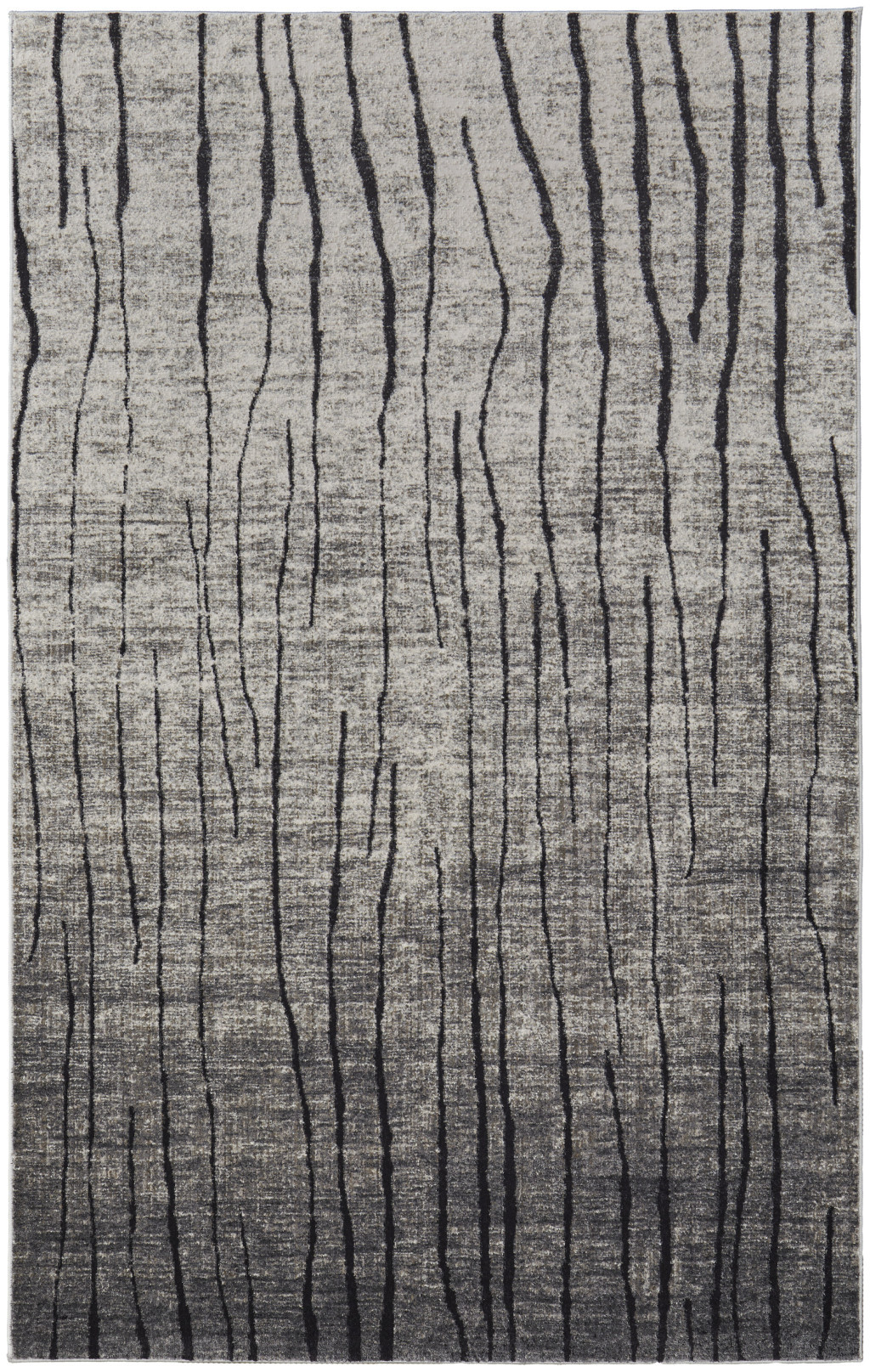 7" X 10" Gray and Black Abstract Power Loom Area Rug