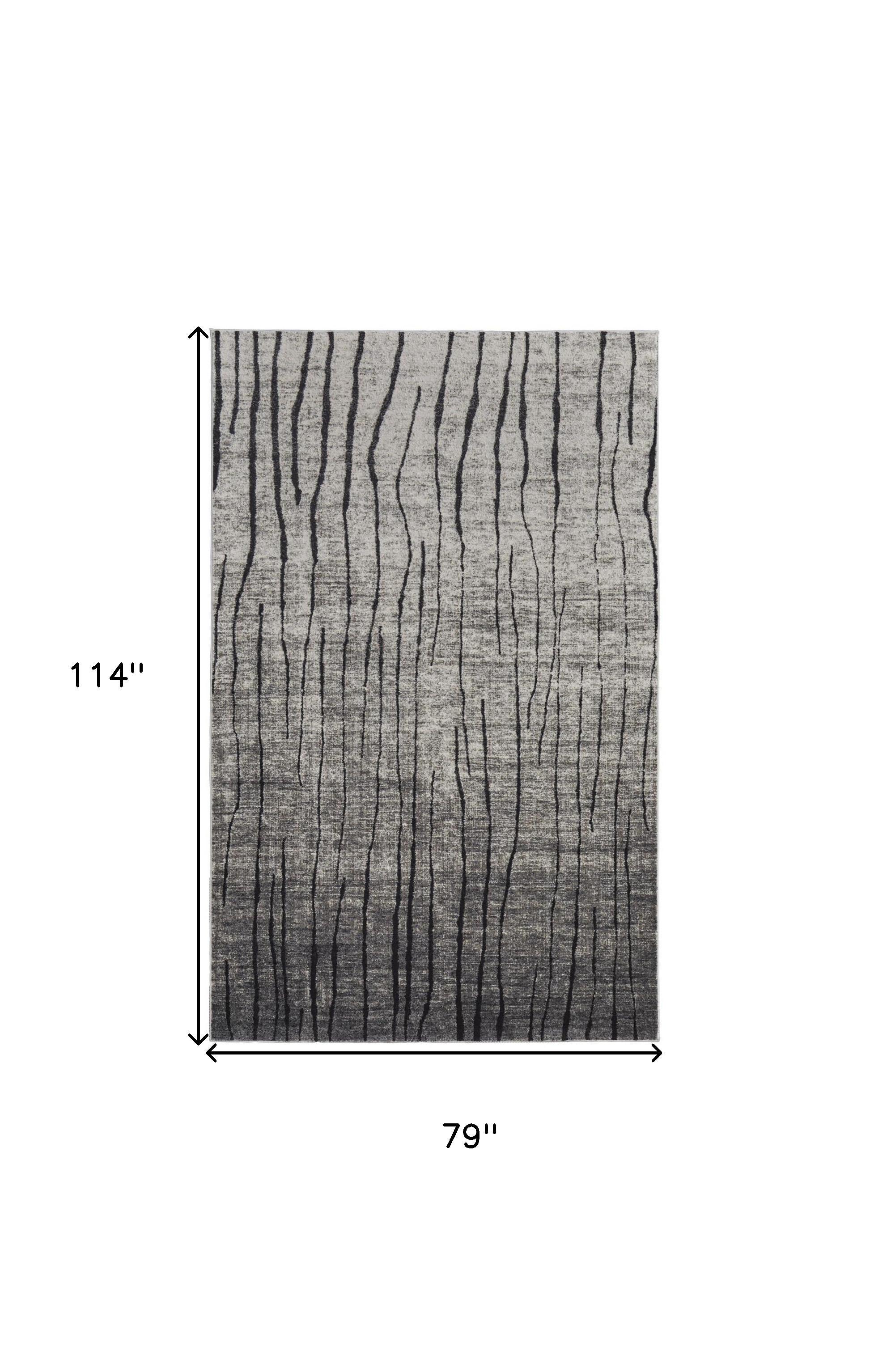 7" X 10" Gray and Black Abstract Power Loom Area Rug
