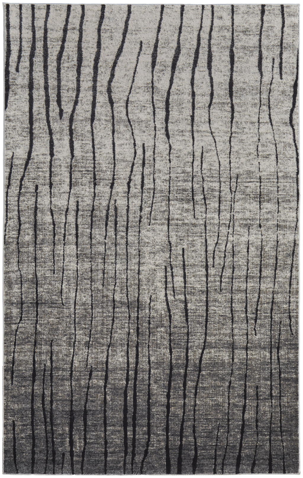 7" X 10" Gray and Black Abstract Power Loom Area Rug