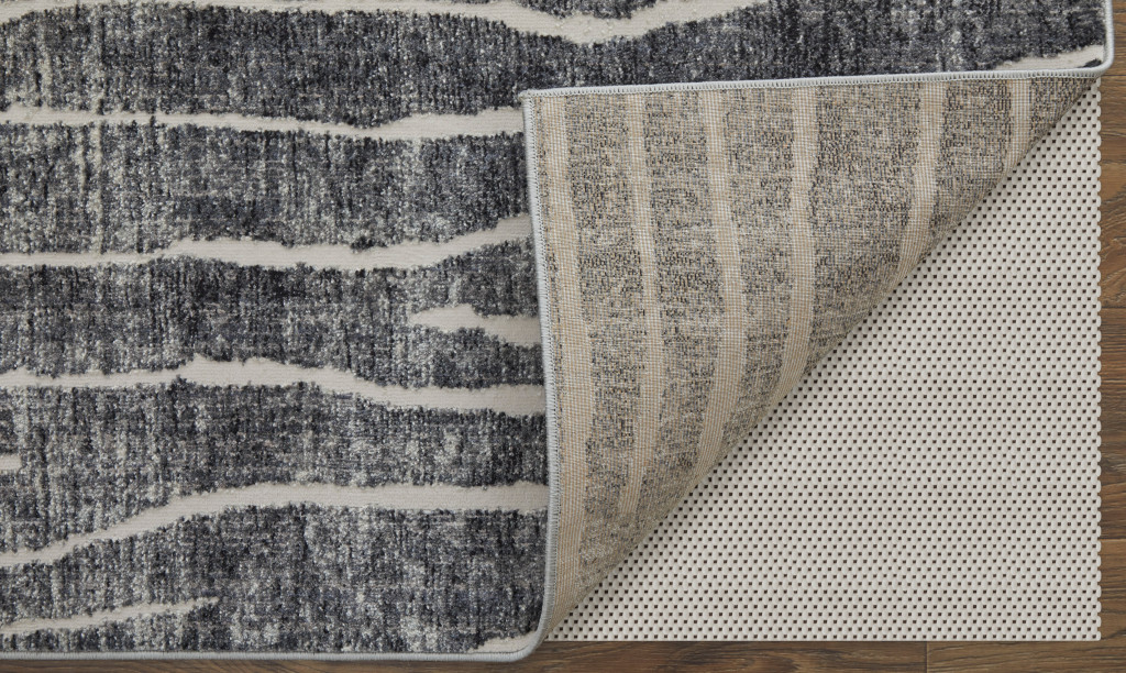 5" X 8" Ivory Gray and Black Abstract Power Loom Area Rug