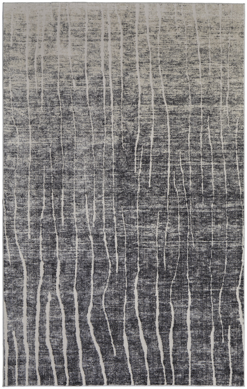 5" X 8" Ivory Gray and Black Abstract Power Loom Area Rug