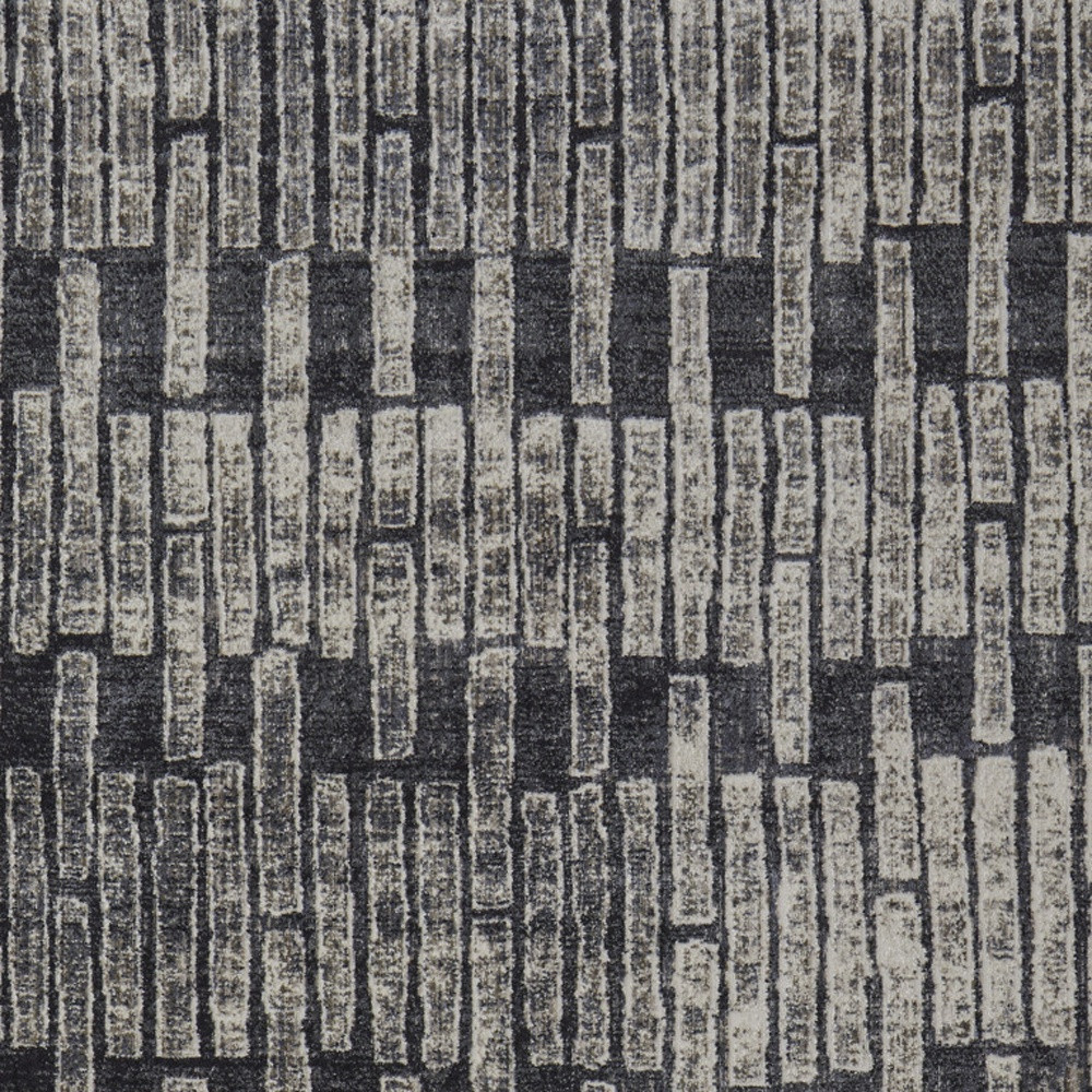 8" X 10" Gray and Black Geometric Power Loom Worn Faded Area Rug