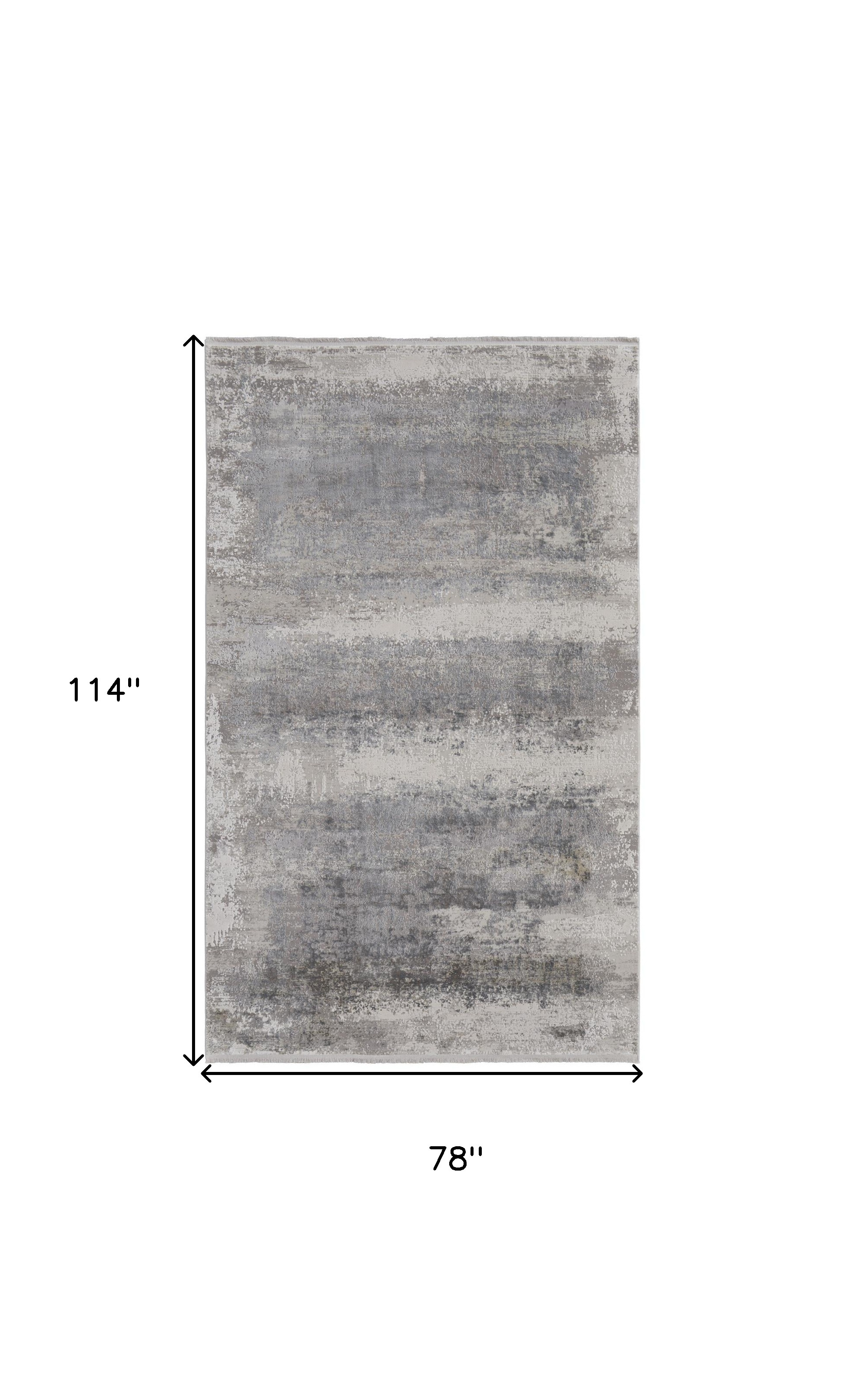 7" X 10" Gray Abstract Power Loom Area Rug With Fringe