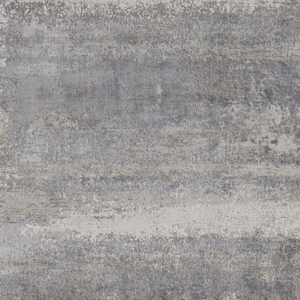 8" X 11" Gray Abstract Power Loom Area Rug With Fringe
