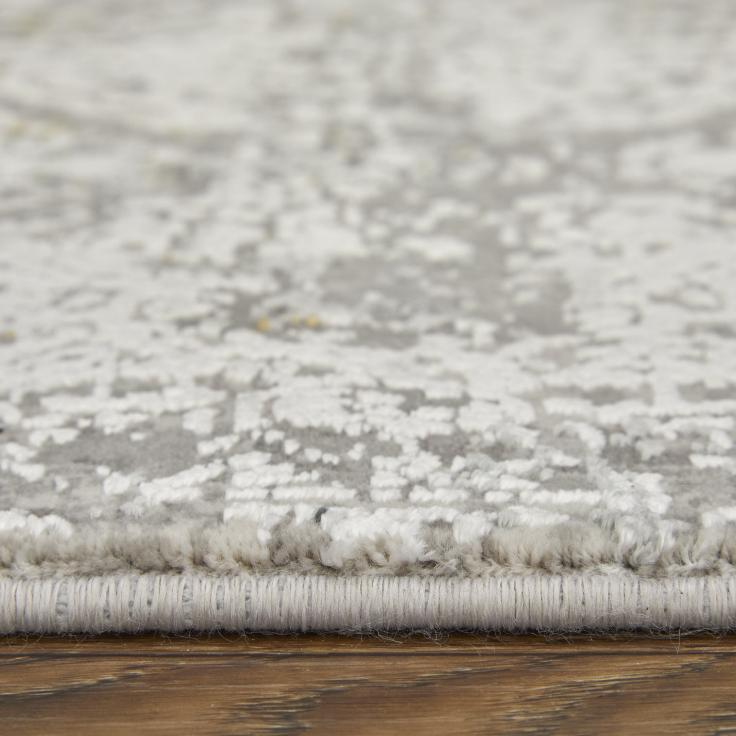 10" Ivory Taupe and Gray Abstract Power Loom Distressed Runner Rug With Fringe