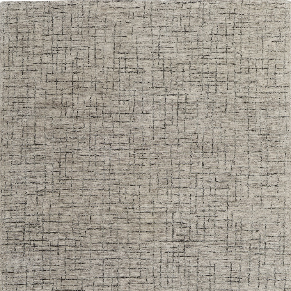 8" X 10" Ivory and Gray Wool Hand Tufted Distressed Area Rug