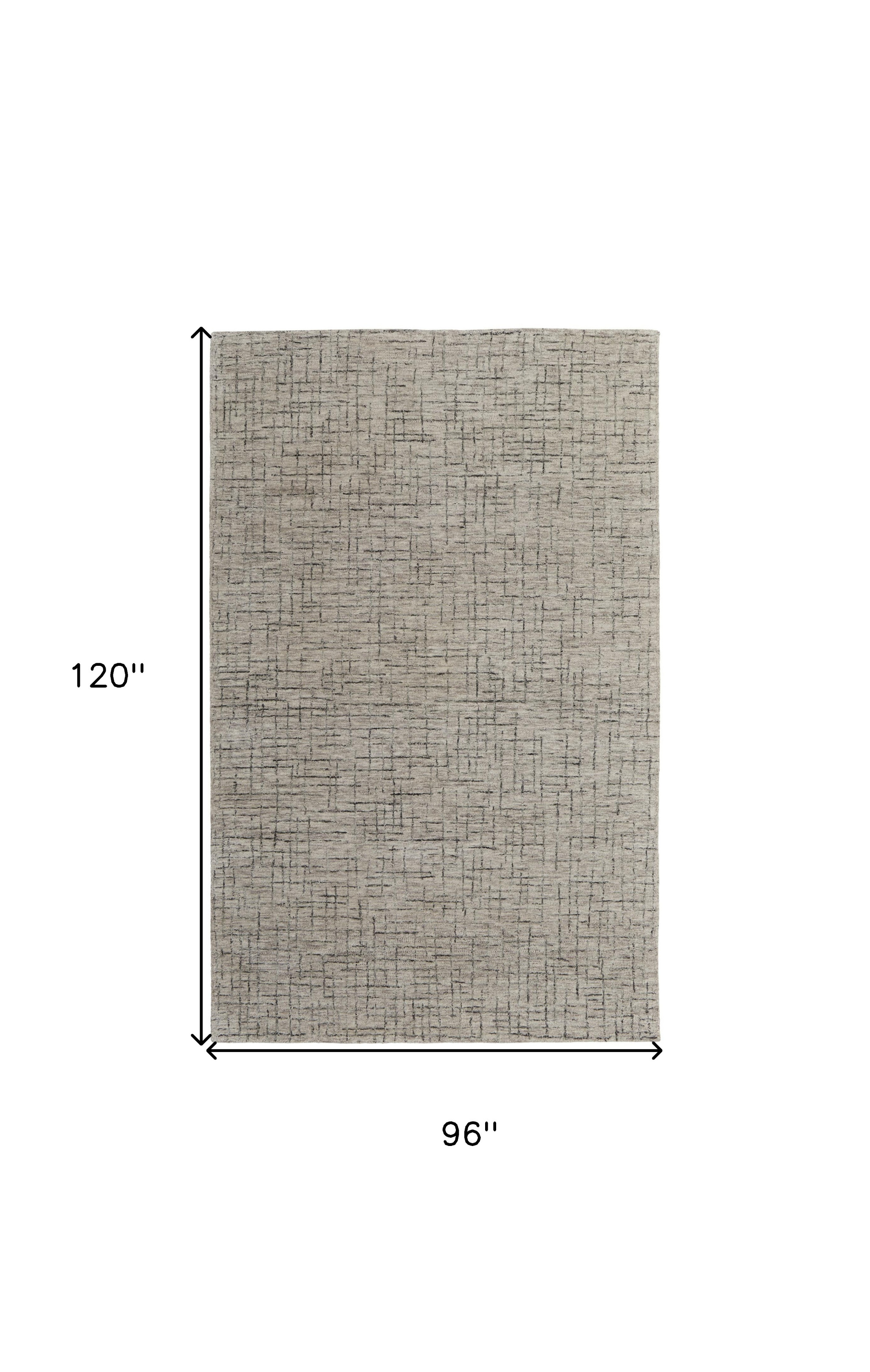 8" X 10" Ivory and Gray Wool Hand Tufted Distressed Area Rug