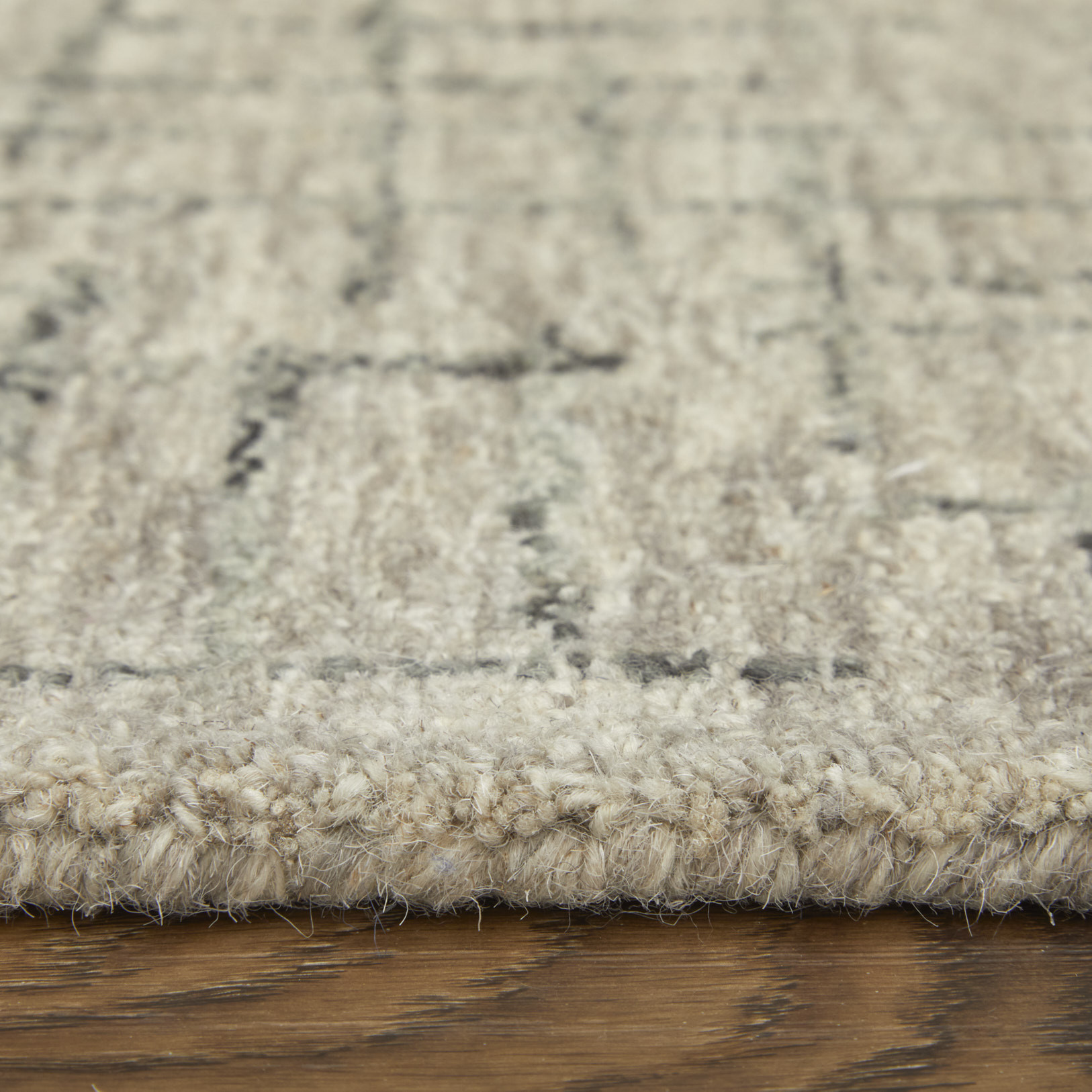 10" X 14" Ivory and Gray Wool Hand Tufted Distressed Area Rug
