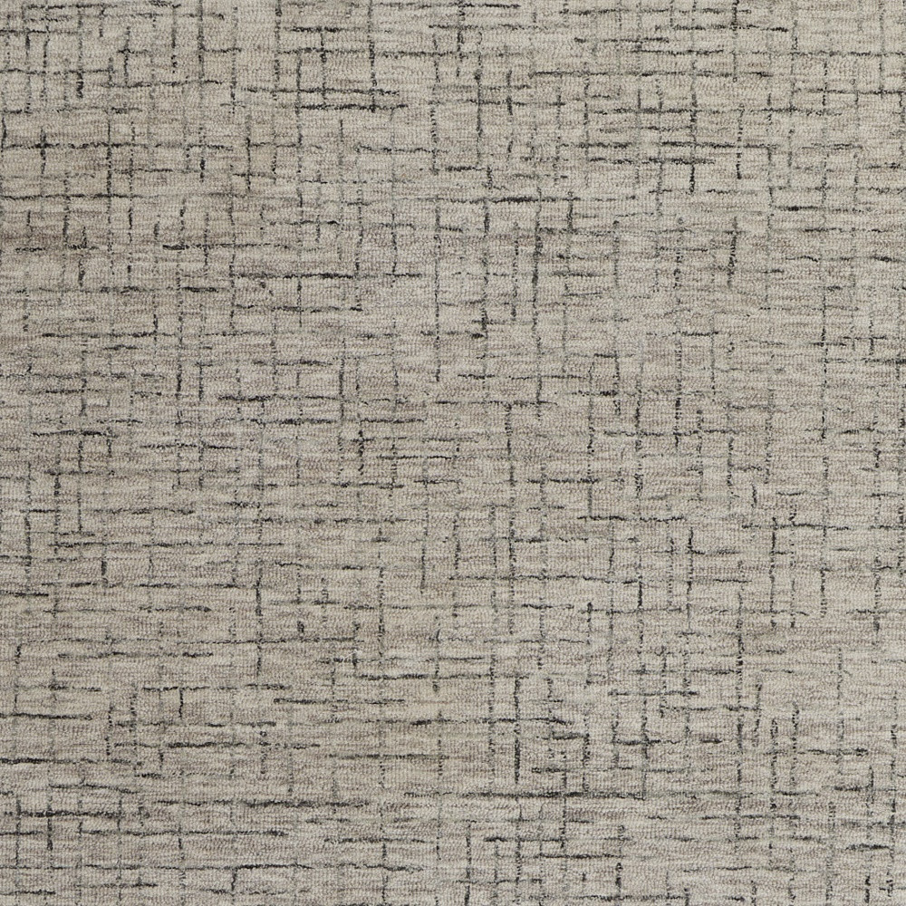 10" X 14" Ivory and Gray Wool Hand Tufted Distressed Area Rug