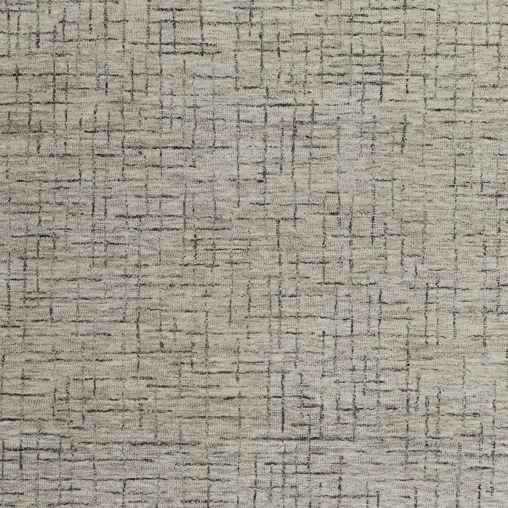 12" X 15" Ivory and Gray Wool Hand Tufted Distressed Area Rug