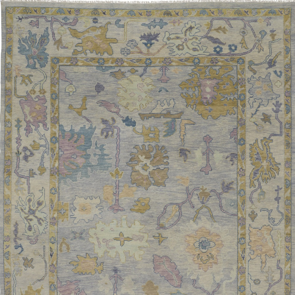 2" X 3" Purple Gray and Gold Wool Oriental Hand Knotted Area Rug With Fringe
