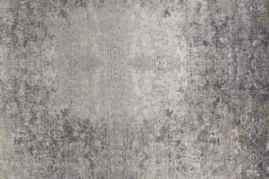 12" Gray and Ivory Oriental Power Loom Worn Faded Runner Rug