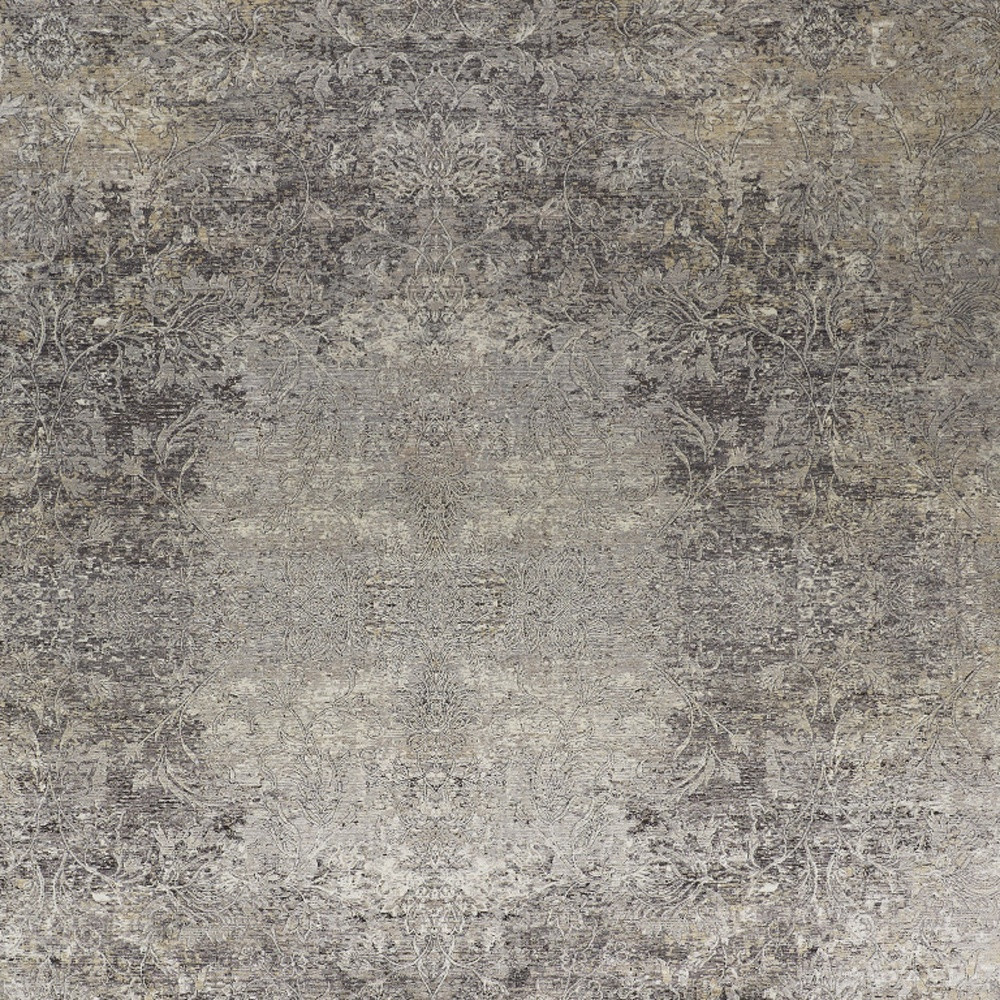 2" X 3" Tan and Gray Oriental Power Loom Worn Faded Area Rug