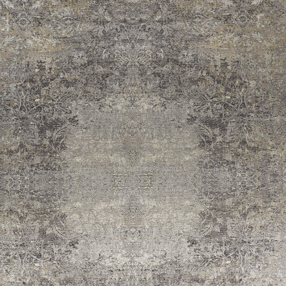 2" X 3" Tan and Gray Oriental Power Loom Worn Faded Area Rug