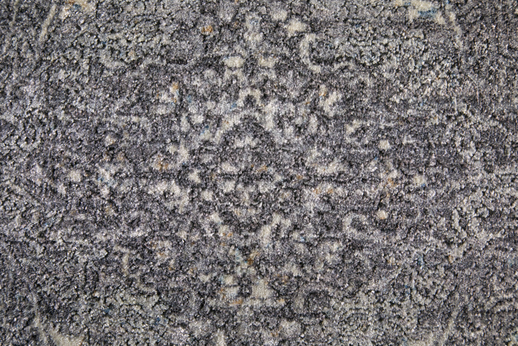 8" Gray and Silver Oriental Power Loom Worn Faded Runner Rug