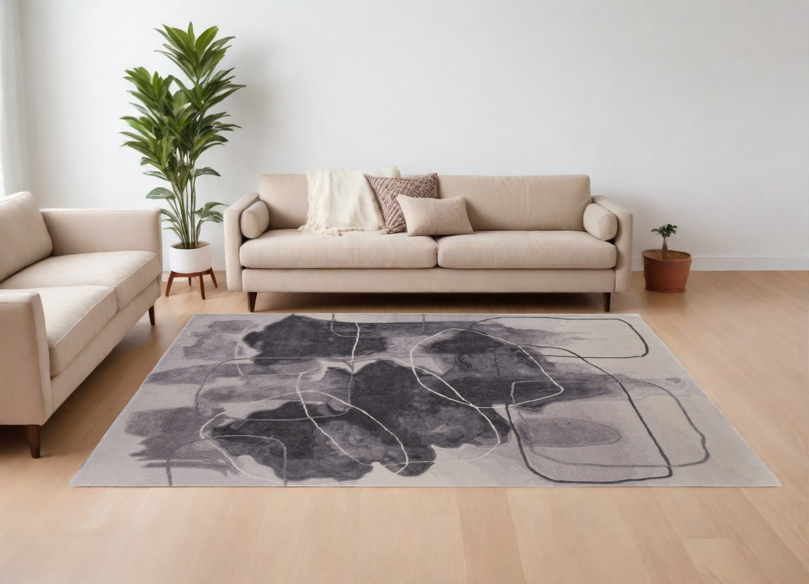10' X 14' Gray and Ivory Abstract Hand Tufted Area Rug-566488-1