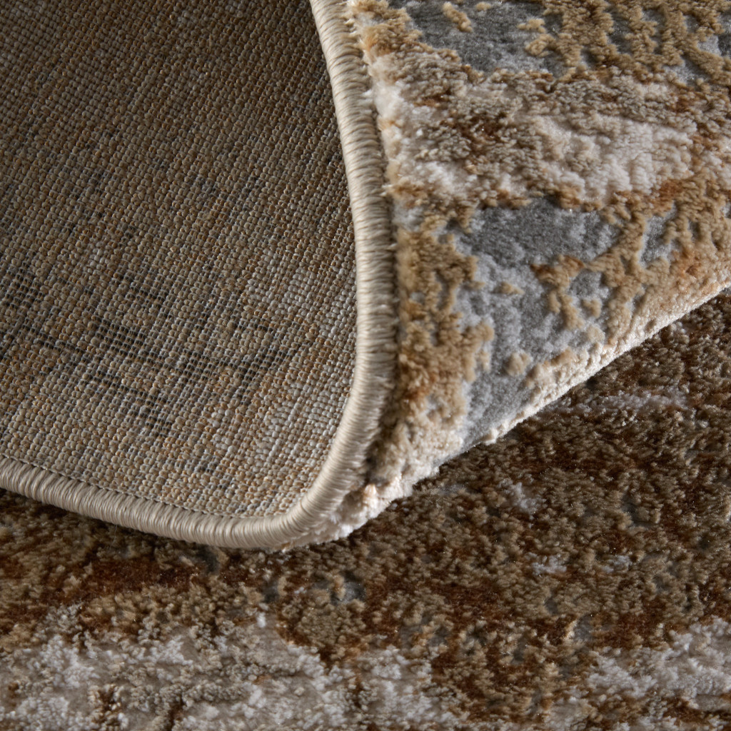 8" X 10" Ivory Tan and Gray Abstract Power Loom Area Rug