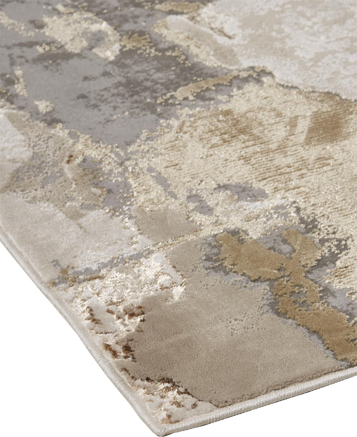 8" X 10" Ivory Brown and Gray Abstract Power Loom Area Rug