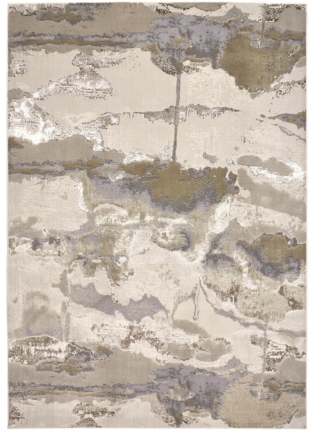 8" X 10" Ivory Brown and Gray Abstract Power Loom Area Rug