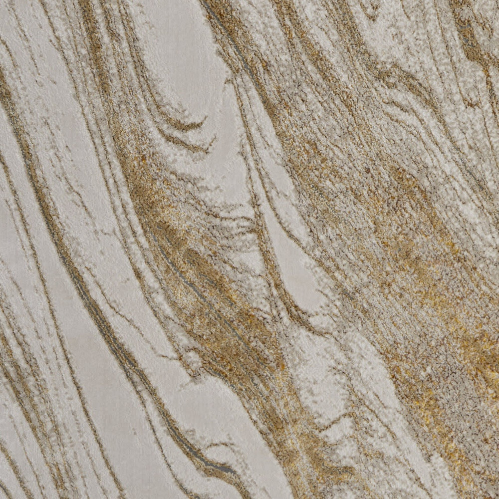 5" X 8" Ivory Brown and Gold Abstract Power Loom Area Rug