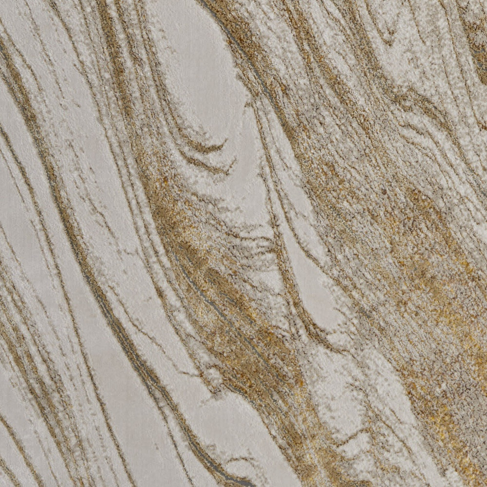 8" X 10" Ivory Brown and Gold Abstract Power Loom Area Rug
