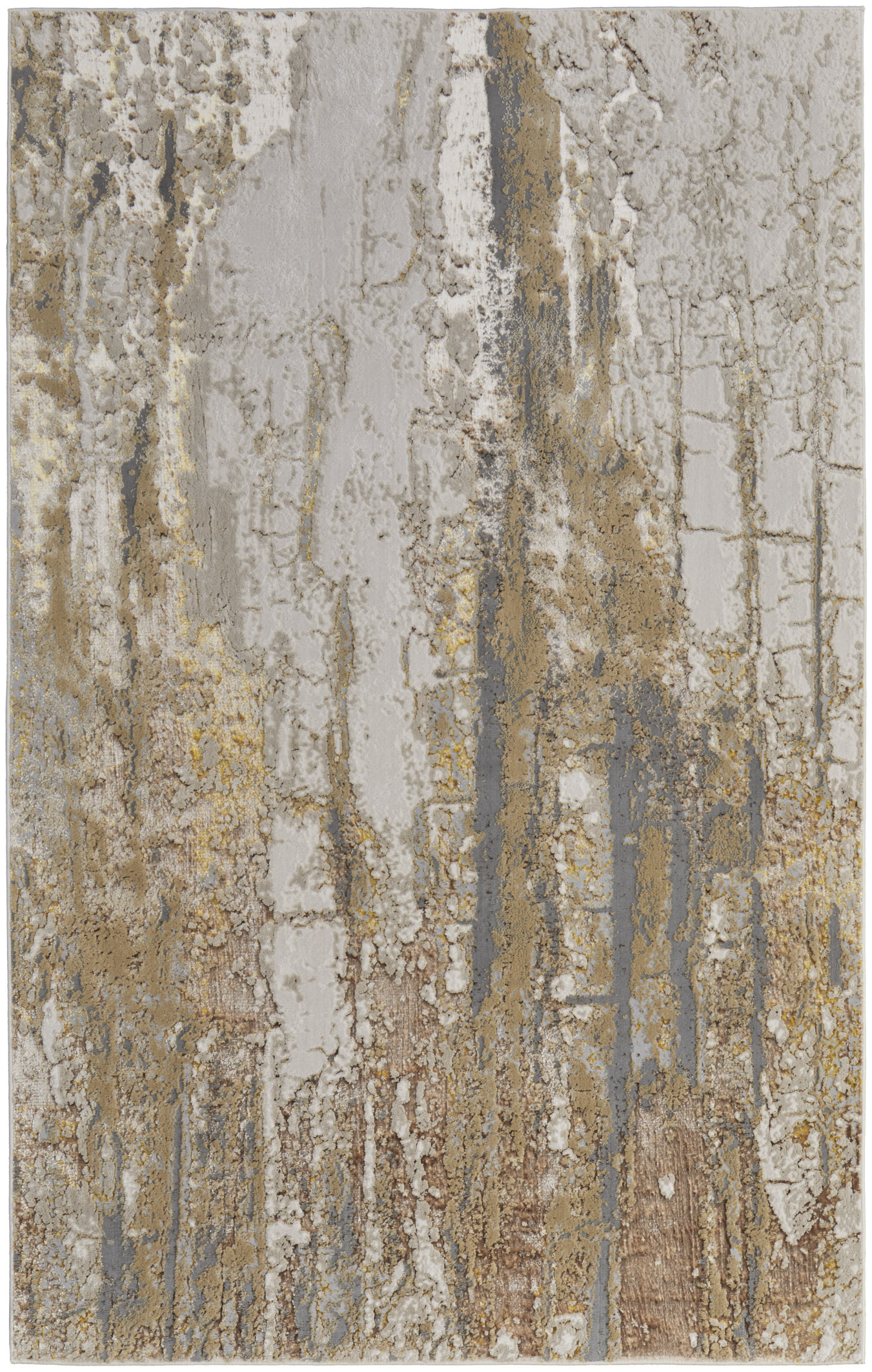 4" X 6" Ivory Gray and Brown Abstract Power Loom Area Rug