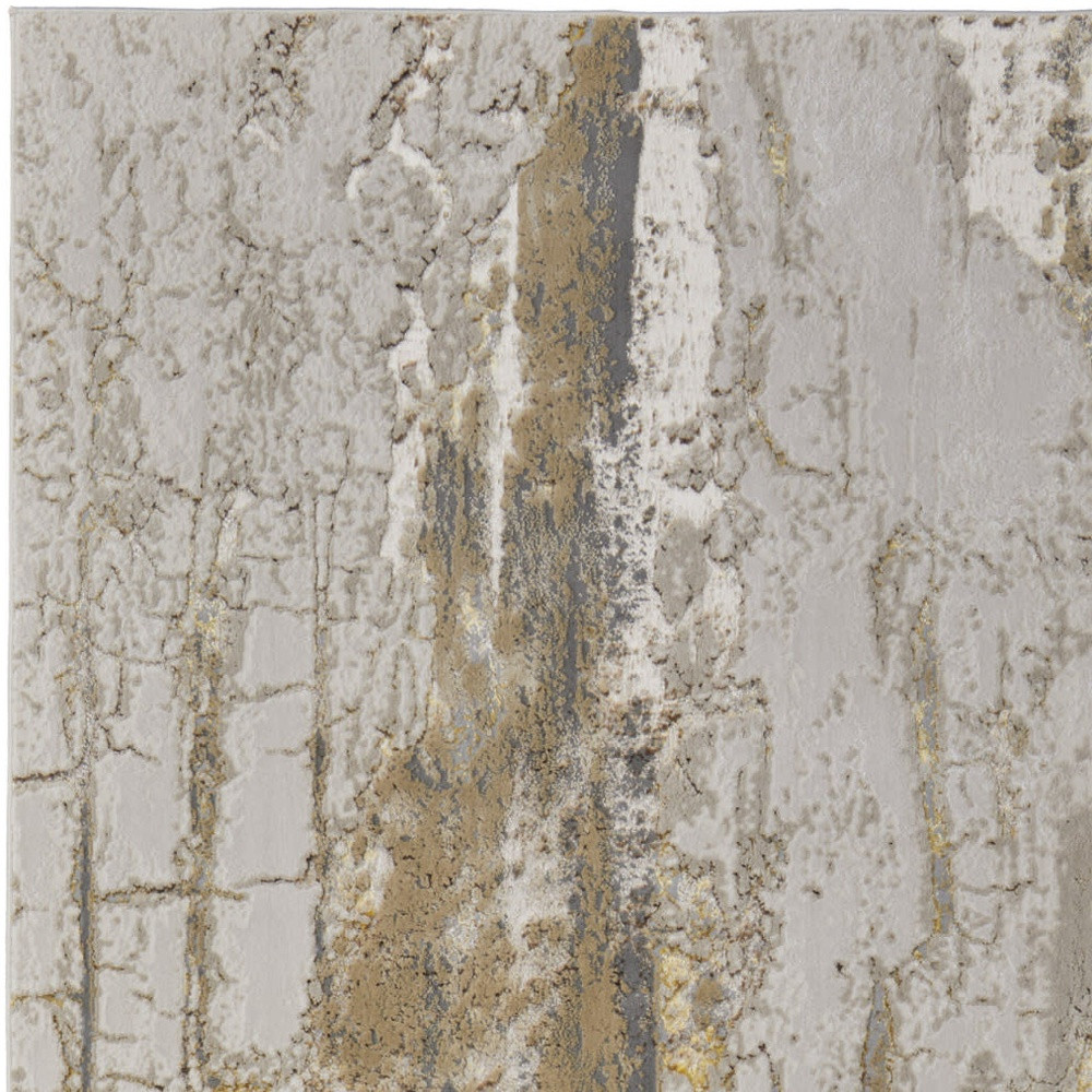 4" X 6" Ivory Gray and Brown Abstract Power Loom Area Rug