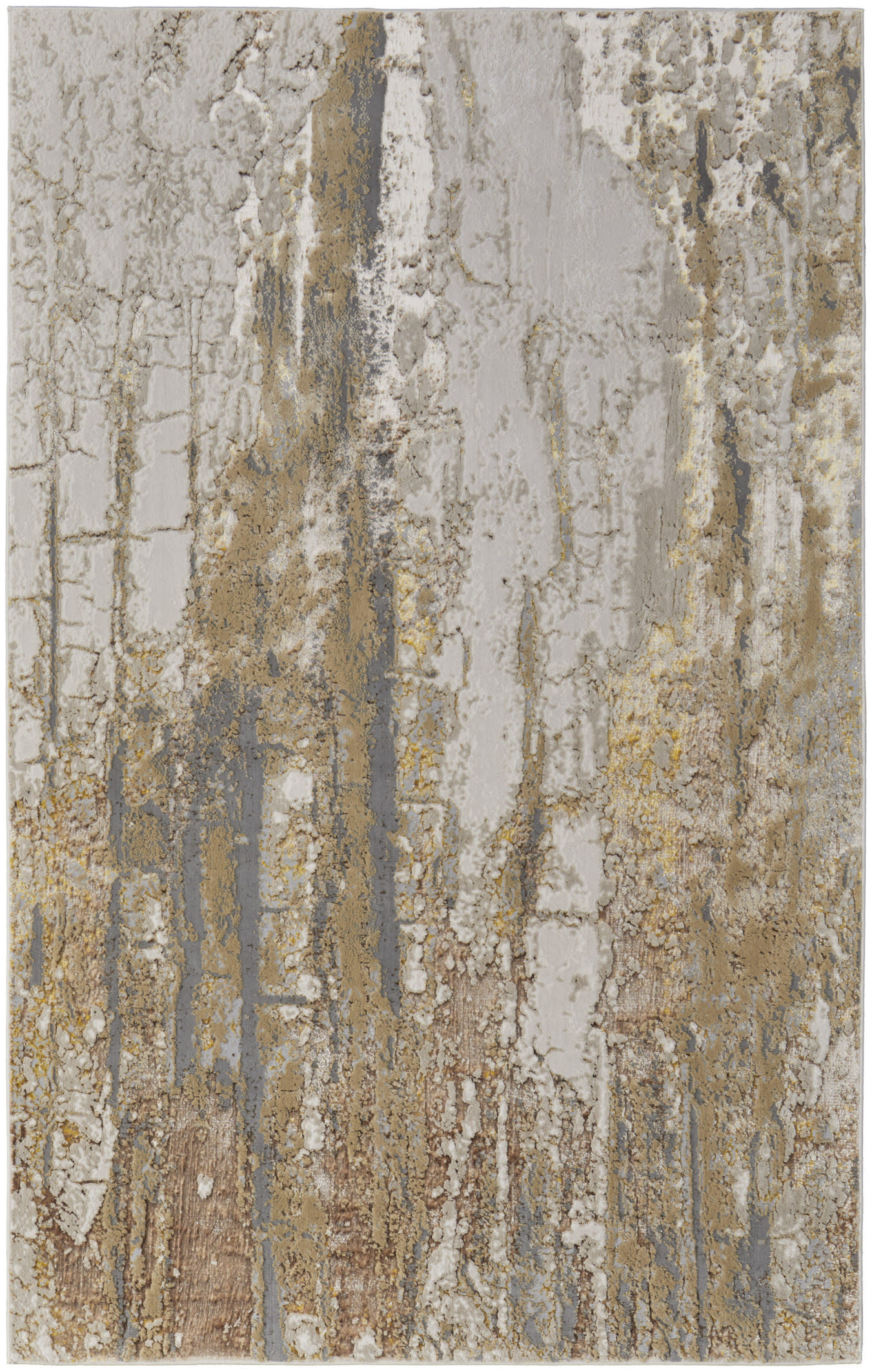 4" X 6" Ivory Gray and Brown Abstract Power Loom Area Rug