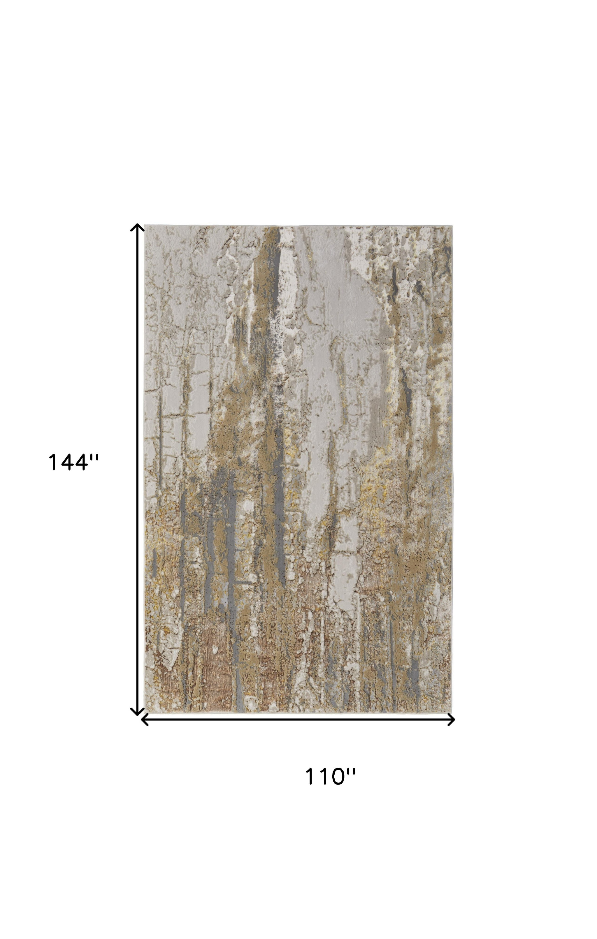 9" X 12" Ivory Gray and Brown Abstract Power Loom Area Rug