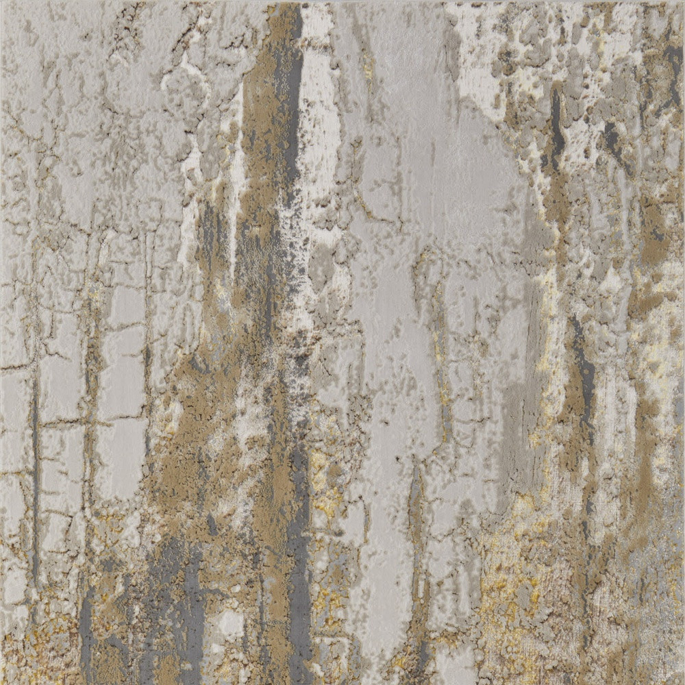 2" X 3" Ivory Gray and Brown Abstract Power Loom Area Rug