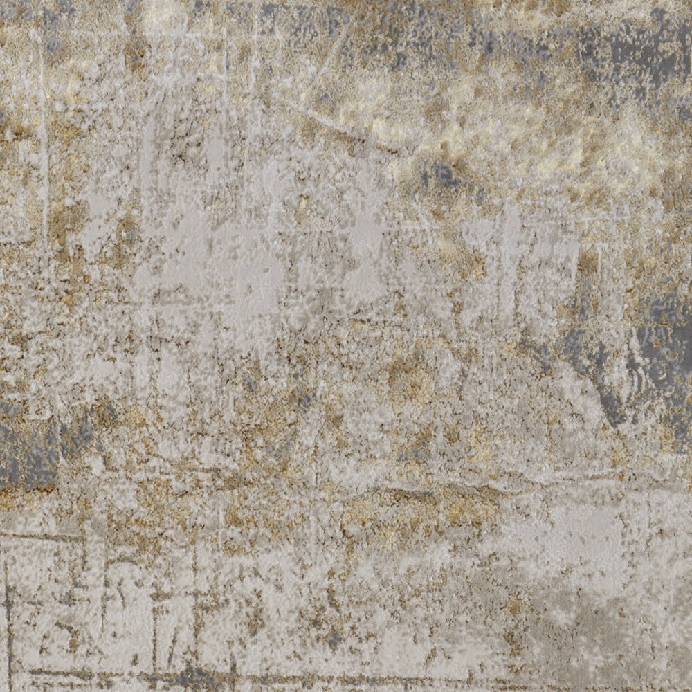 5" X 8" Ivory Gray and Brown Abstract Power Loom Worn Faded Area Rug