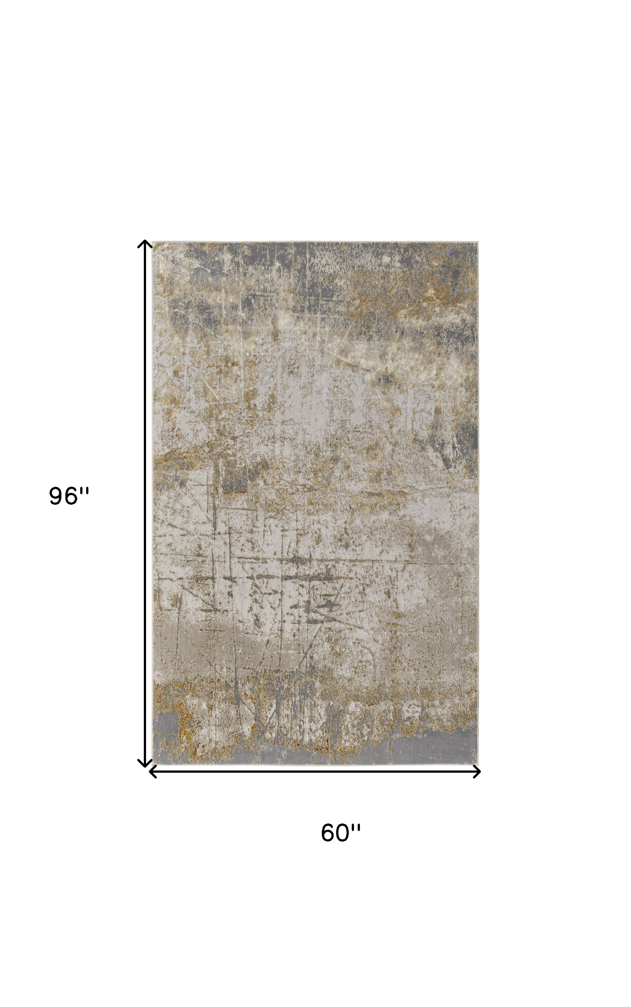 5" X 8" Ivory Gray and Brown Abstract Power Loom Worn Faded Area Rug