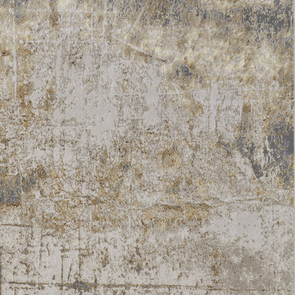 8" X 10" Ivory Gray and Brown Abstract Power Loom Worn Faded Area Rug