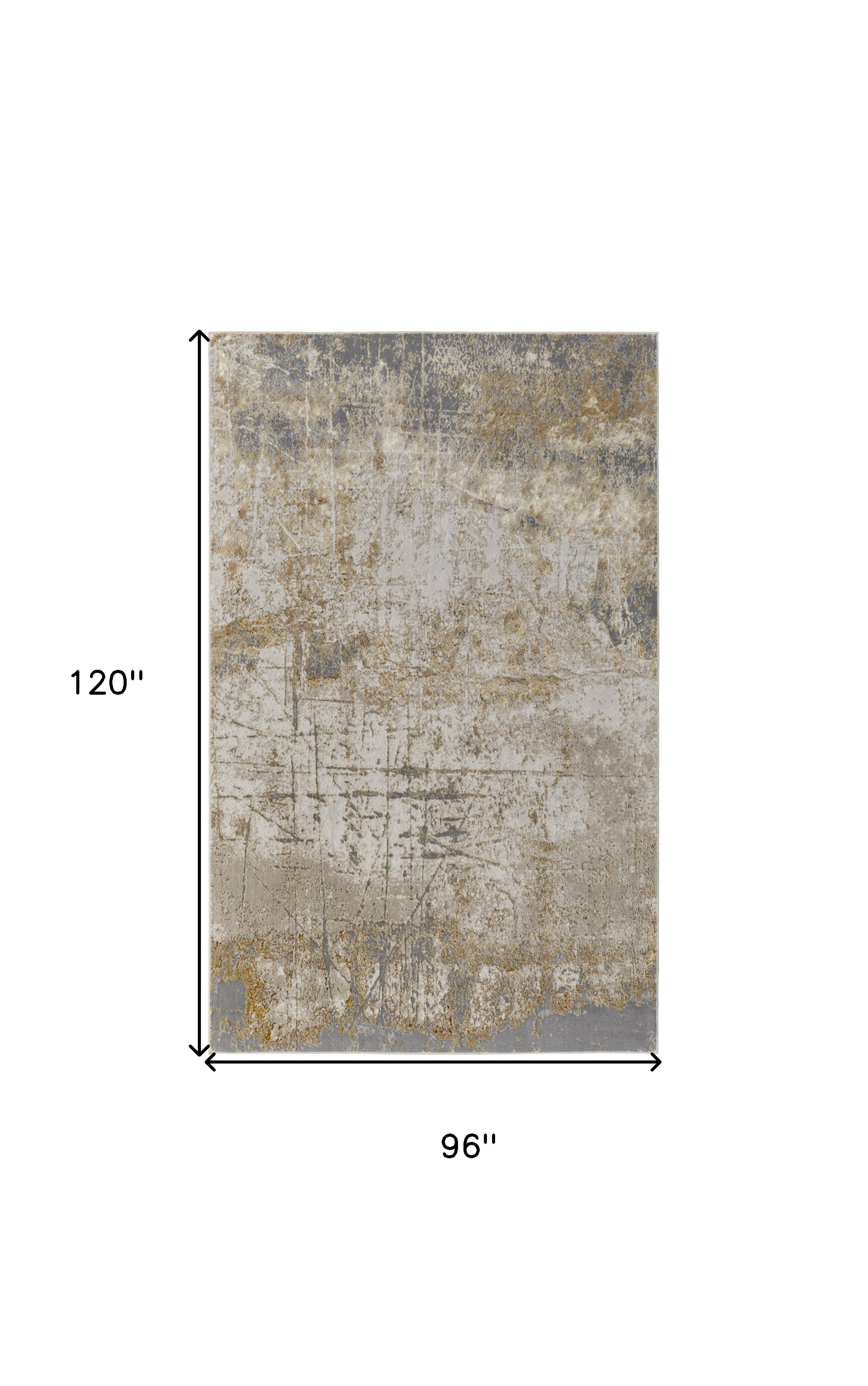 8" X 10" Ivory Gray and Brown Abstract Power Loom Worn Faded Area Rug