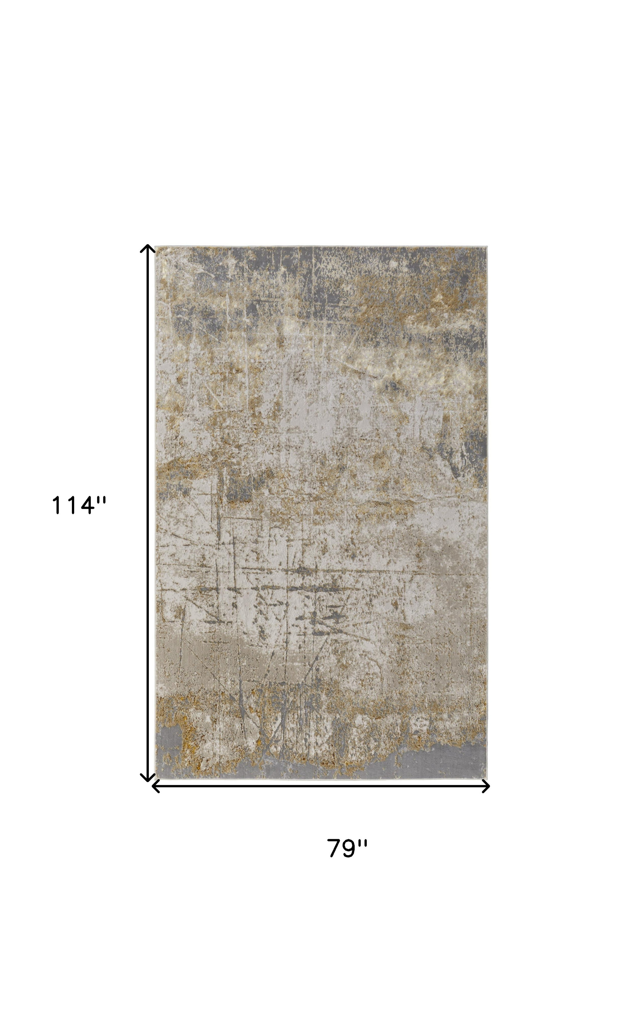 7" X 10" Ivory Gray and Brown Abstract Power Loom Worn Faded Area Rug