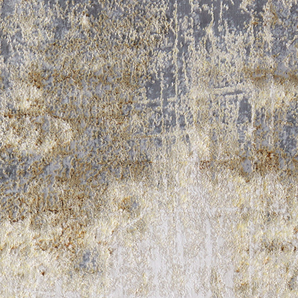8" Ivory Gray and Brown Abstract Power Loom Worn Faded Runner Rug