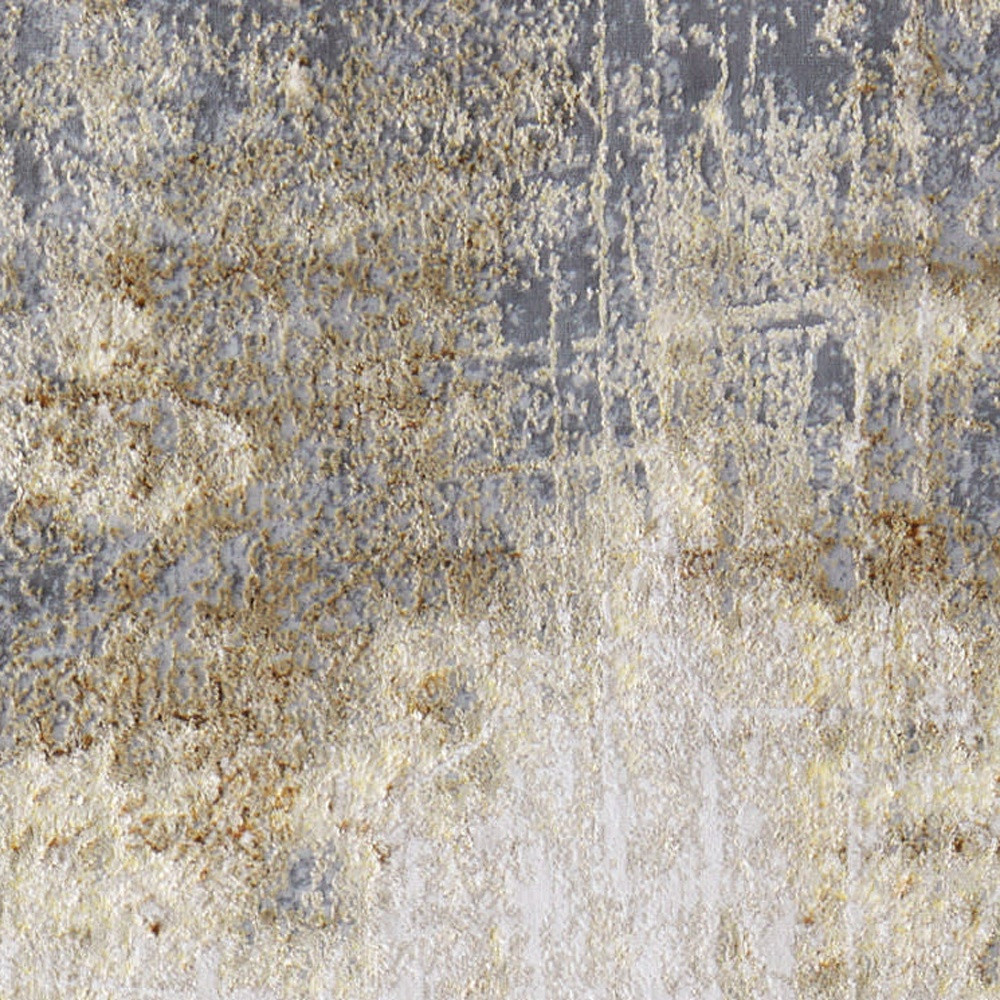 8" Ivory Gray and Brown Abstract Power Loom Worn Faded Runner Rug