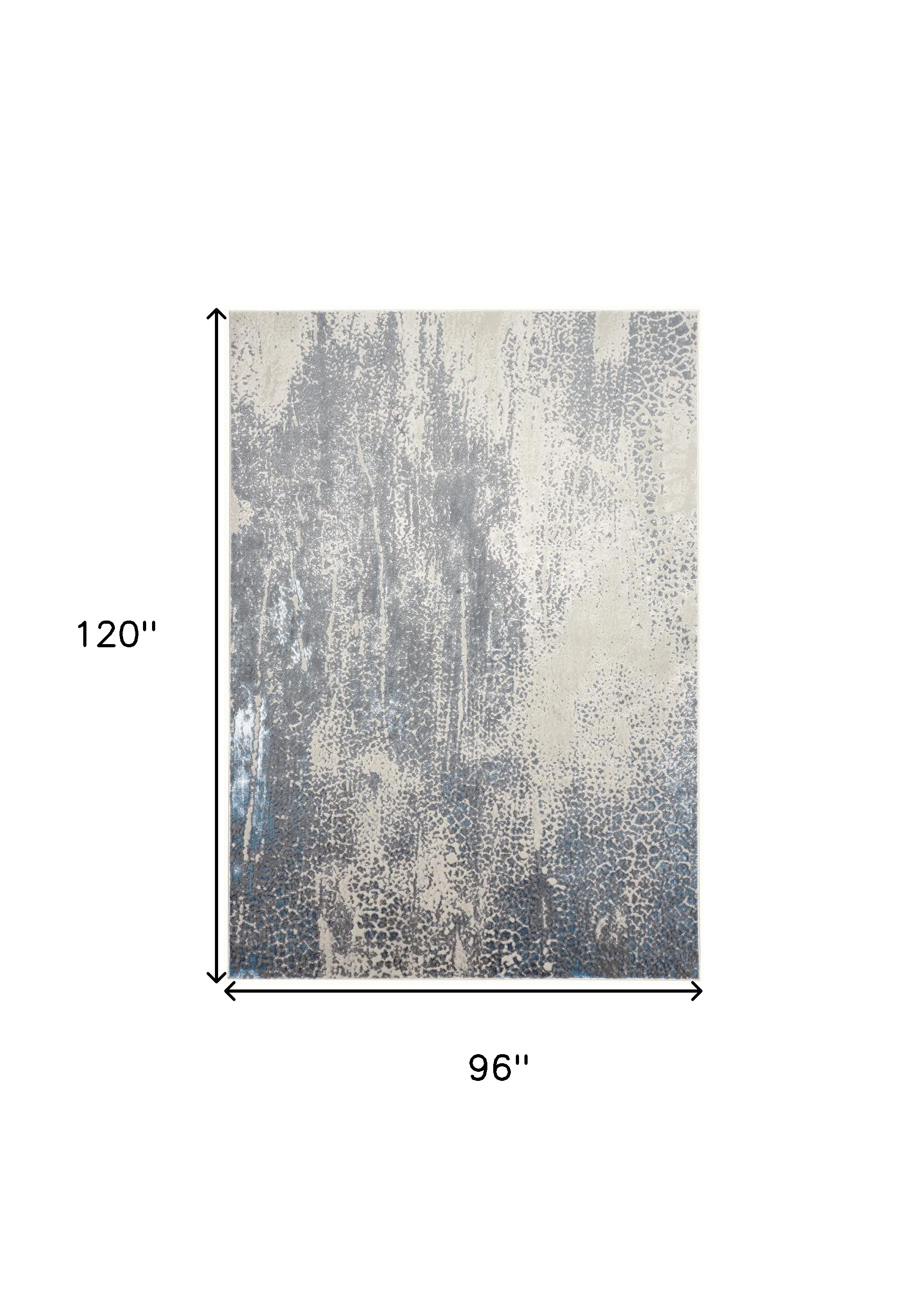 8" X 10" Ivory Gray and Blue Abstract Power Loom Area Rug