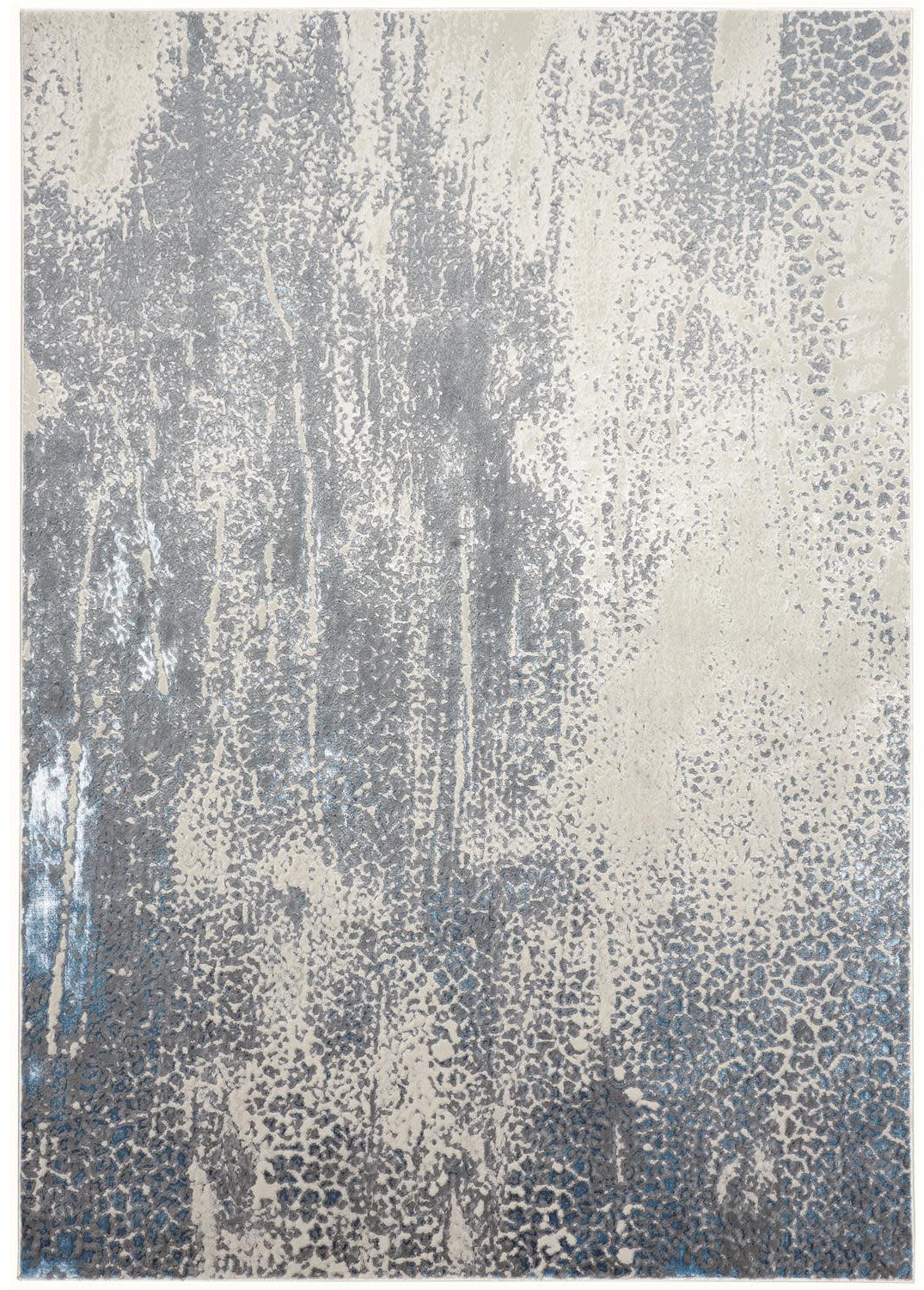8" X 10" Ivory Gray and Blue Abstract Power Loom Area Rug
