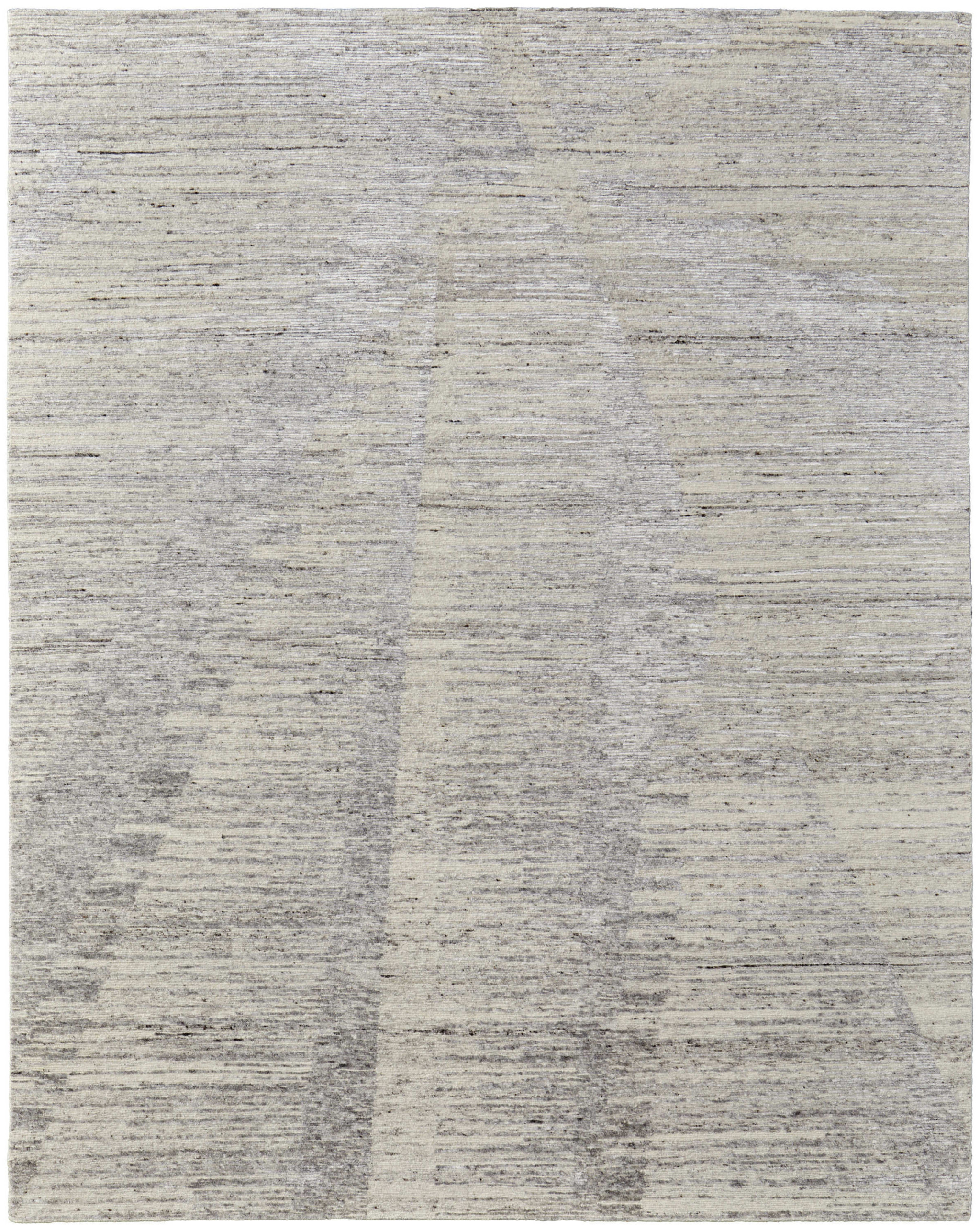 6' X 9' Ivory and Gray Abstract Hand Knotted Worn Faded Area Rug-566667-1