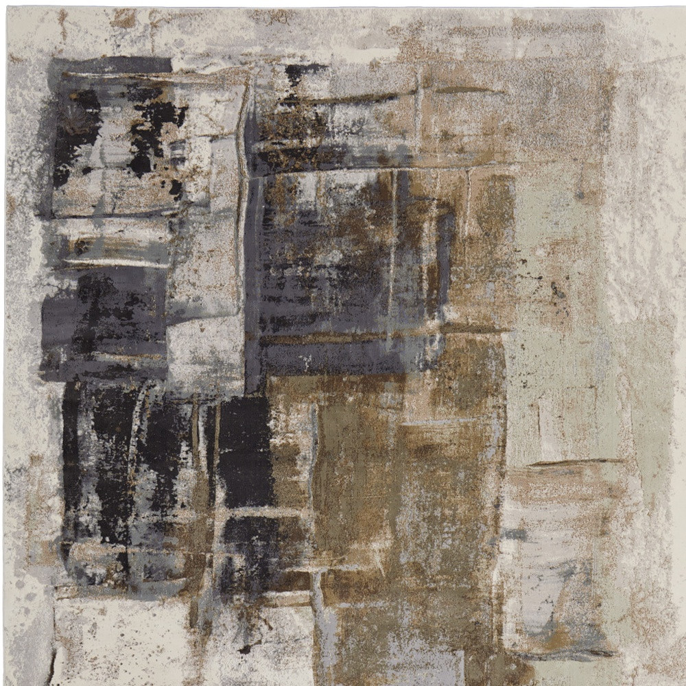 5" X 8" Gray Black and Brown Abstract Power Loom Area Rug