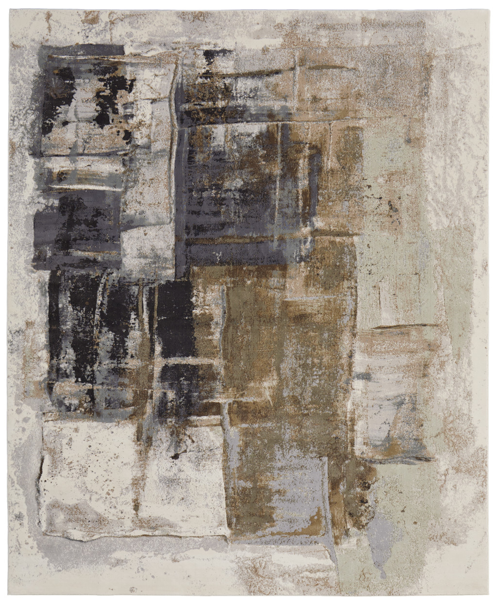 5" X 8" Gray Black and Brown Abstract Power Loom Area Rug