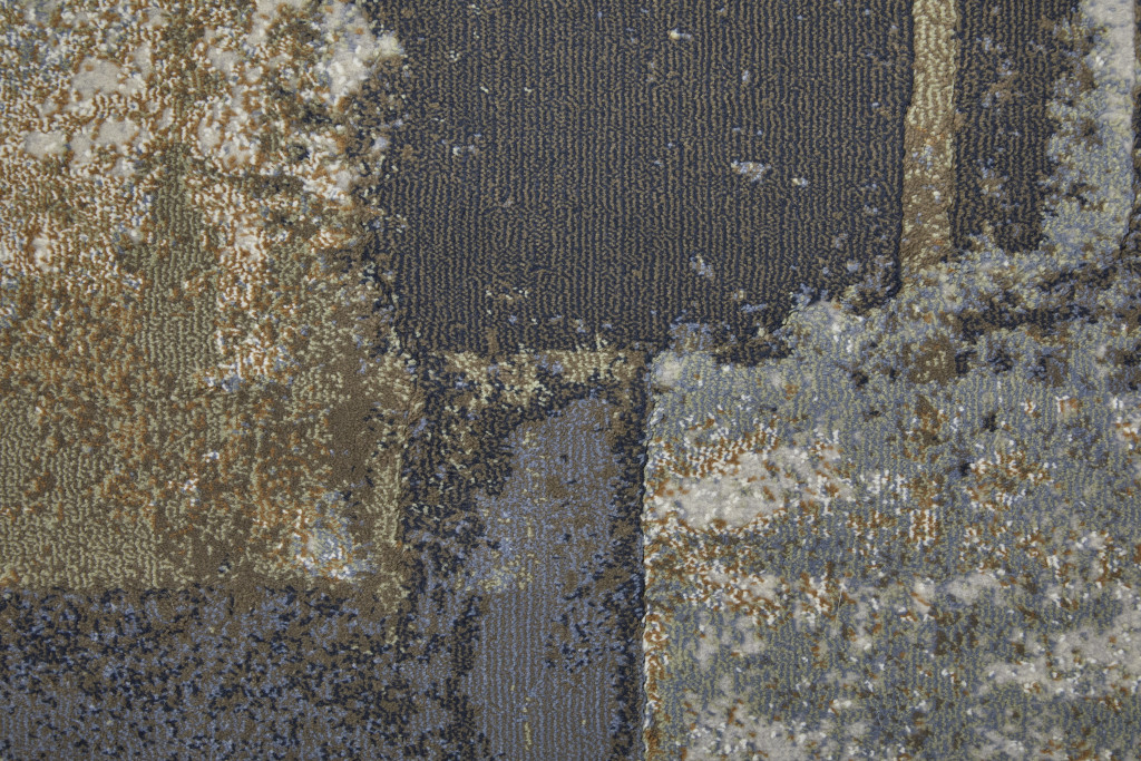 9" X 12" Gray Black and Brown Abstract Power Loom Area Rug