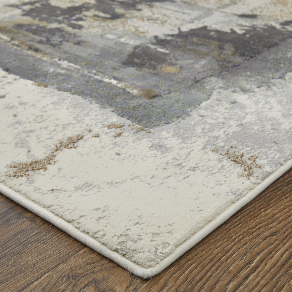 2" X 3" Gray Black and Brown Abstract Power Loom Area Rug