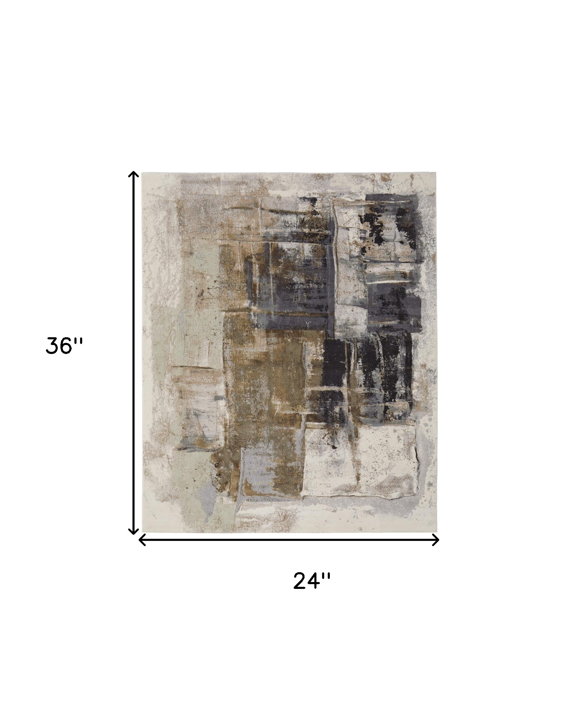 2" X 3" Gray Black and Brown Abstract Power Loom Area Rug
